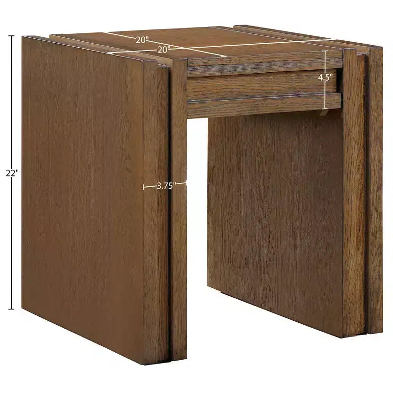 Tavolino da salotto contemporaneo Stanton nero con cassetto – Legno massiccio e impiallacciatura in rovere