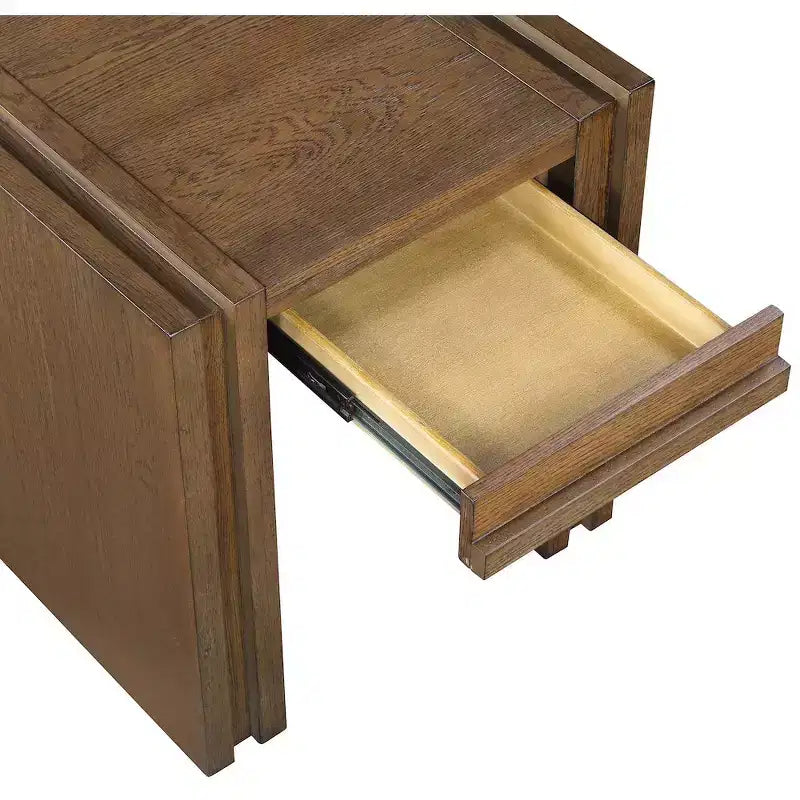 Tavolino da salotto contemporaneo Stanton nero con cassetto – Legno massiccio e impiallacciatura in rovere