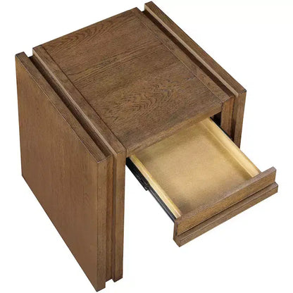 Tavolino da salotto contemporaneo Stanton nero con cassetto – Legno massiccio e impiallacciatura in rovere