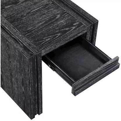 Tavolino da salotto contemporaneo Stanton nero con cassetto – Legno massiccio e impiallacciatura in rovere