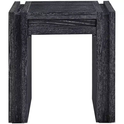 Tavolino da salotto contemporaneo Stanton nero con cassetto – Legno massiccio e impiallacciatura in rovere