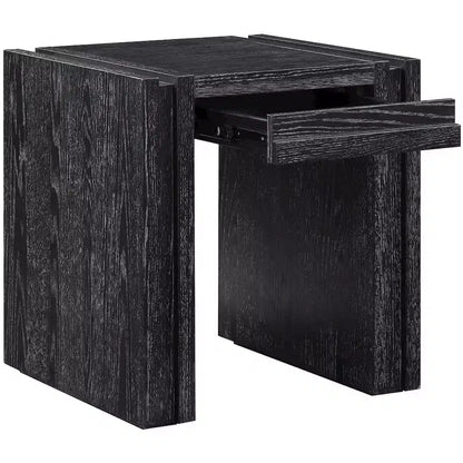 Tavolino da salotto contemporaneo Stanton nero con cassetto – Legno massiccio e impiallacciatura in rovere
