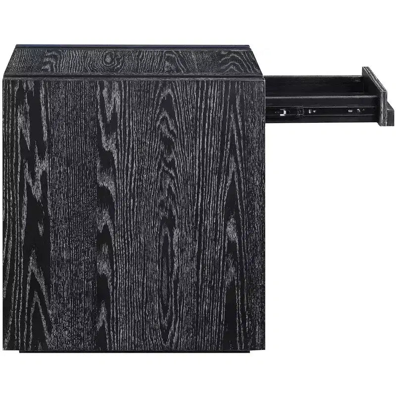 Tavolino da salotto contemporaneo Stanton nero con cassetto – Legno massiccio e impiallacciatura in rovere