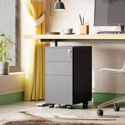 Cassettiera sottile mobile a 3 cassetti per ufficio domestico – 30 cm verticale, con serratura