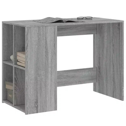 Scrivania rettangolare moderna bianca in legno composito con ripiani aperti – 102 cm