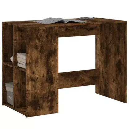 Scrivania rettangolare moderna bianca in legno composito con ripiani aperti – 102 cm