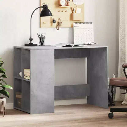 Scrivania rettangolare moderna bianca in legno composito con ripiani aperti – 102 cm