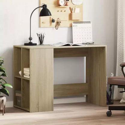 Scrivania rettangolare moderna bianca in legno composito con ripiani aperti – 102 cm