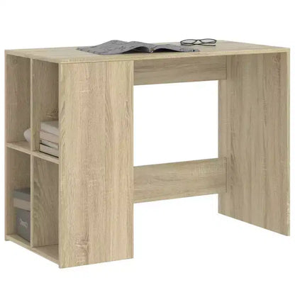 Scrivania rettangolare moderna bianca in legno composito con ripiani aperti – 102 cm