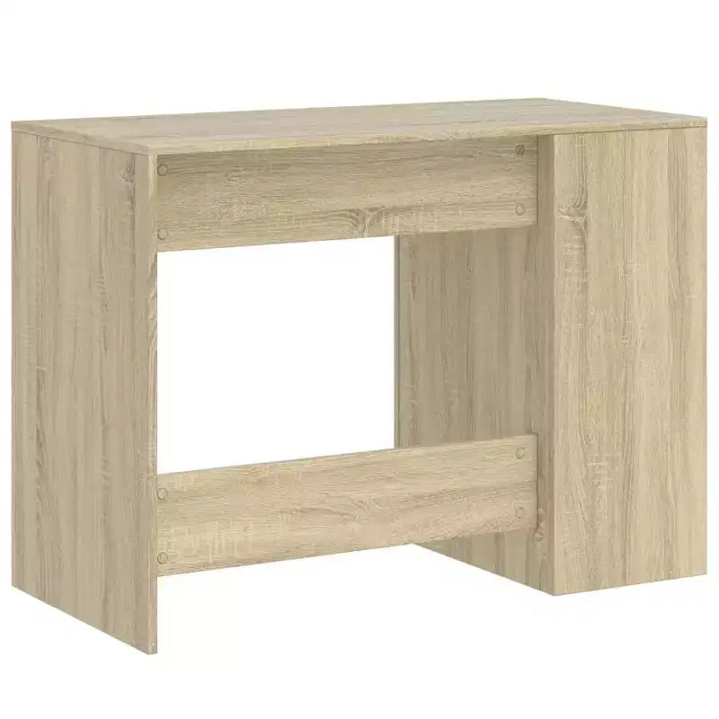 Scrivania rettangolare moderna bianca in legno composito con ripiani aperti – 102 cm