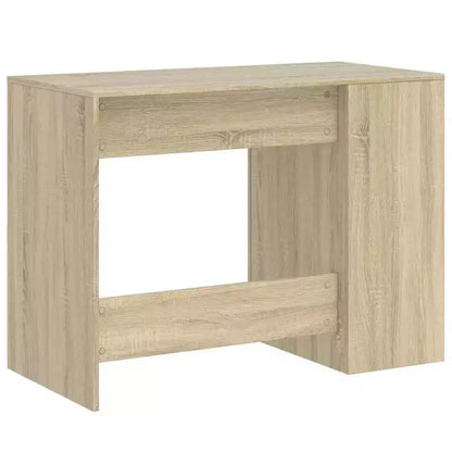 Scrivania rettangolare moderna bianca in legno composito con ripiani aperti – 102 cm