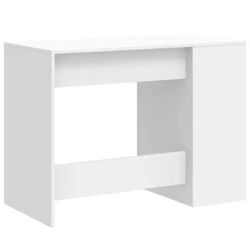 Scrivania rettangolare moderna bianca in legno composito con ripiani aperti – 102 cm