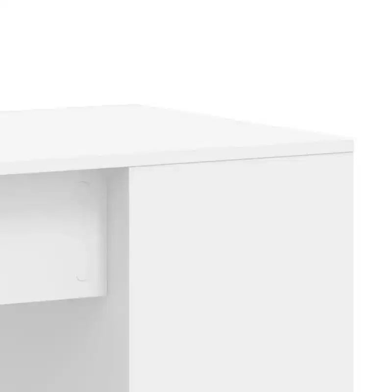 Scrivania rettangolare moderna bianca in legno composito con ripiani aperti – 102 cm