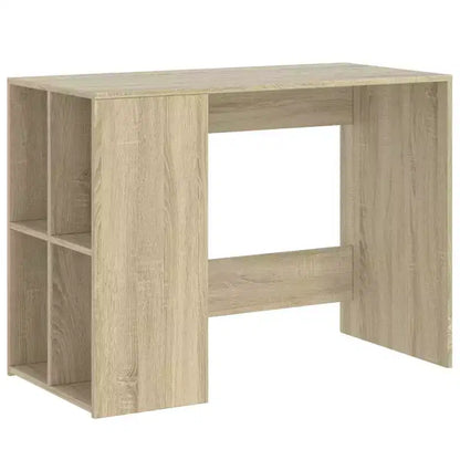 Scrivania rettangolare moderna bianca in legno composito con ripiani aperti – 102 cm