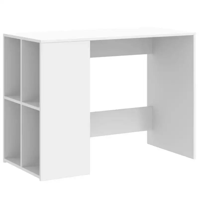 Scrivania rettangolare moderna bianca in legno composito con ripiani aperti – 102 cm