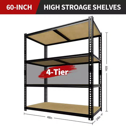 Scaffali portaoggetti per carichi pesanti da 3050LBS, a 5 ripiani, 183A x 122L x 61P cm, scaffalature in metallo regolabili nere per garage, casa, industria