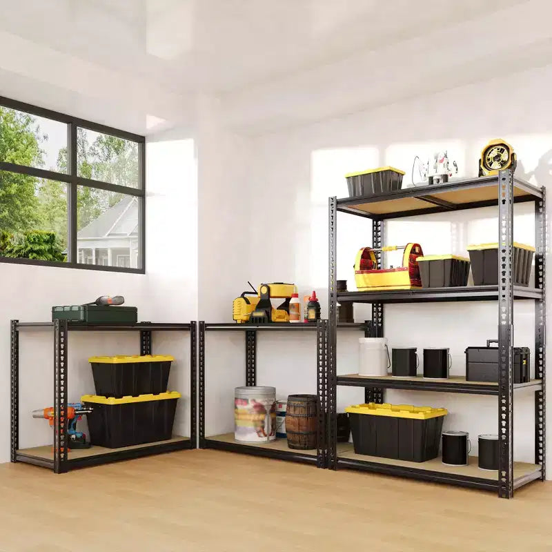 Scaffali portaoggetti per carichi pesanti da 3050LBS, a 5 ripiani, 183A x 122L x 61P cm, scaffalature in metallo regolabili nere per garage, casa, industria