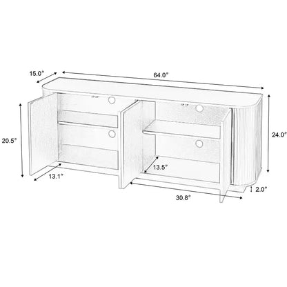Mobile credenza con motivo a onde da 64" – Mobile TV in legno e buffet contenitore, nero