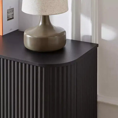 Mobile credenza con motivo a onde da 64" – Mobile TV in legno e buffet contenitore, nero