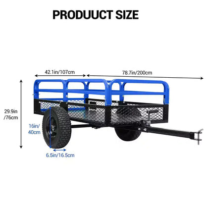 Rimorchio ribaltabile per ATV in acciaio per impieghi gravosi con capacità di 680 kg, carrello multiuso da 425 litri con sponde rimovibili per giardino e cortile