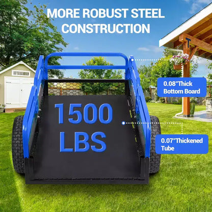 Rimorchio ribaltabile per ATV in acciaio per impieghi gravosi con capacità di 680 kg, carrello multiuso da 425 litri con sponde rimovibili per giardino e cortile