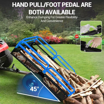 Rimorchio ribaltabile per ATV in acciaio per impieghi gravosi con capacità di 680 kg, carrello multiuso da 425 litri con sponde rimovibili per giardino e cortile