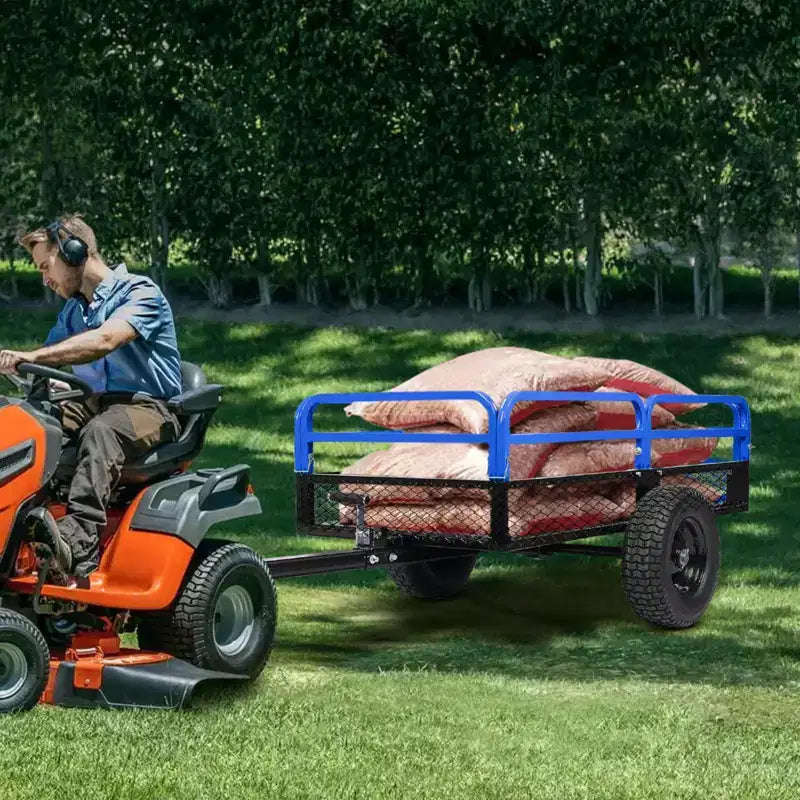 Rimorchio ribaltabile per ATV in acciaio per impieghi gravosi con capacità di 680 kg, carrello multiuso da 425 litri con sponde rimovibili per giardino e cortile