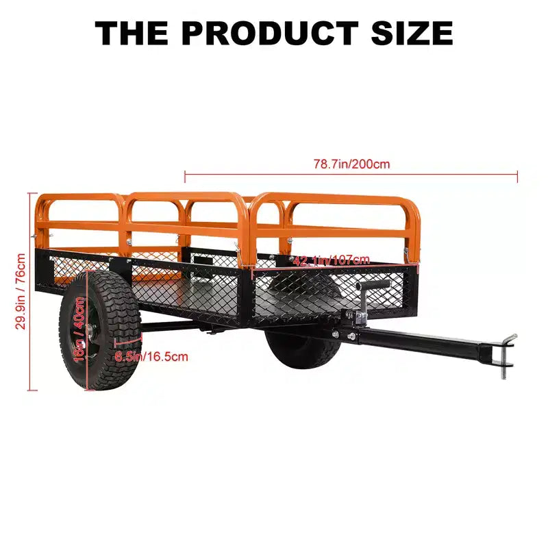 Rimorchio ribaltabile per ATV in acciaio per impieghi gravosi con capacità di 680 kg, carrello multiuso da 425 litri con sponde rimovibili per giardino e cortile