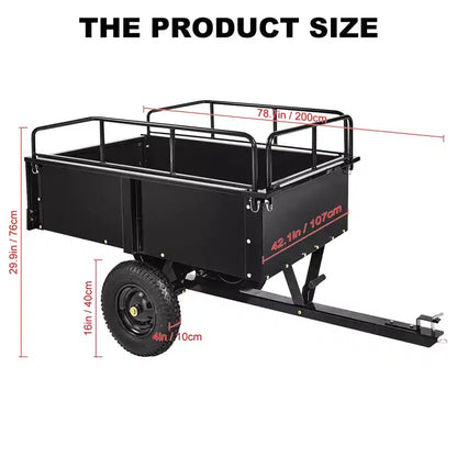 Rimorchio ribaltabile per ATV in acciaio per impieghi gravosi con capacità di 680 kg, carrello multiuso da 425 litri con sponde rimovibili per giardino e cortile