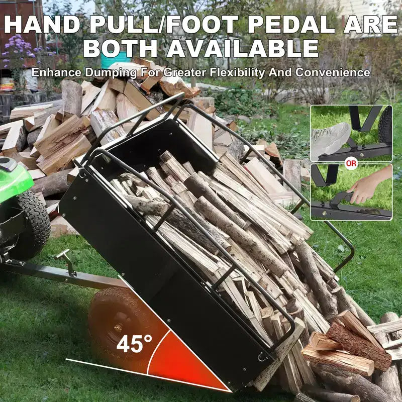 Rimorchio ribaltabile per ATV in acciaio per impieghi gravosi con capacità di 680 kg, carrello multiuso da 425 litri con sponde rimovibili per giardino e cortile