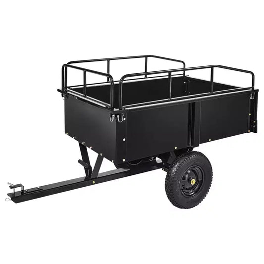 1500 lb Capacity Heavy Duty Steel ATV Dump Trailer, 15 cu. ft. Pull-Behind Utility Cart with Removable Sides for Garden and Yard
