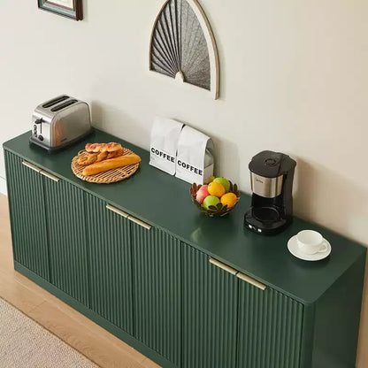 Madia moderna a onde da 67" con 6 ante e cassetti – Fusione vintage-moderna, verde