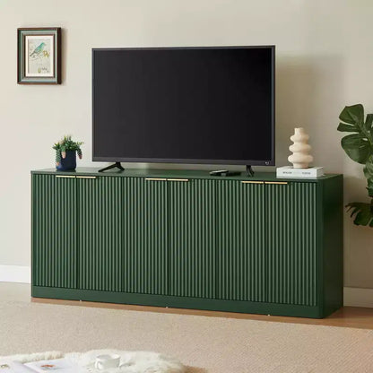 Madia moderna a onde da 67" con 6 ante e cassetti – Fusione vintage-moderna, verde