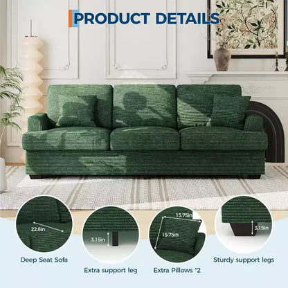 Divano Cloud a 3 posti da 86" in peluche con sedute profonde, cuscini rimovibili e cuscini decorativi