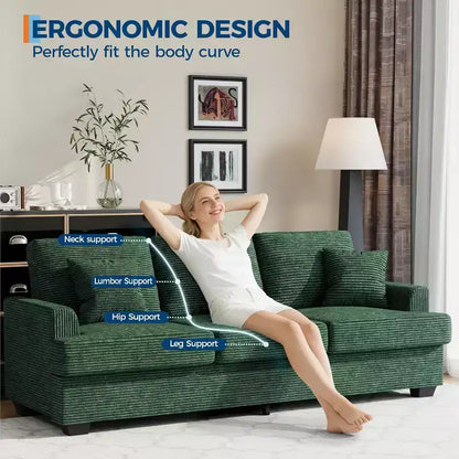 Divano Cloud a 3 posti da 86" in peluche con sedute profonde, cuscini rimovibili e cuscini decorativi
