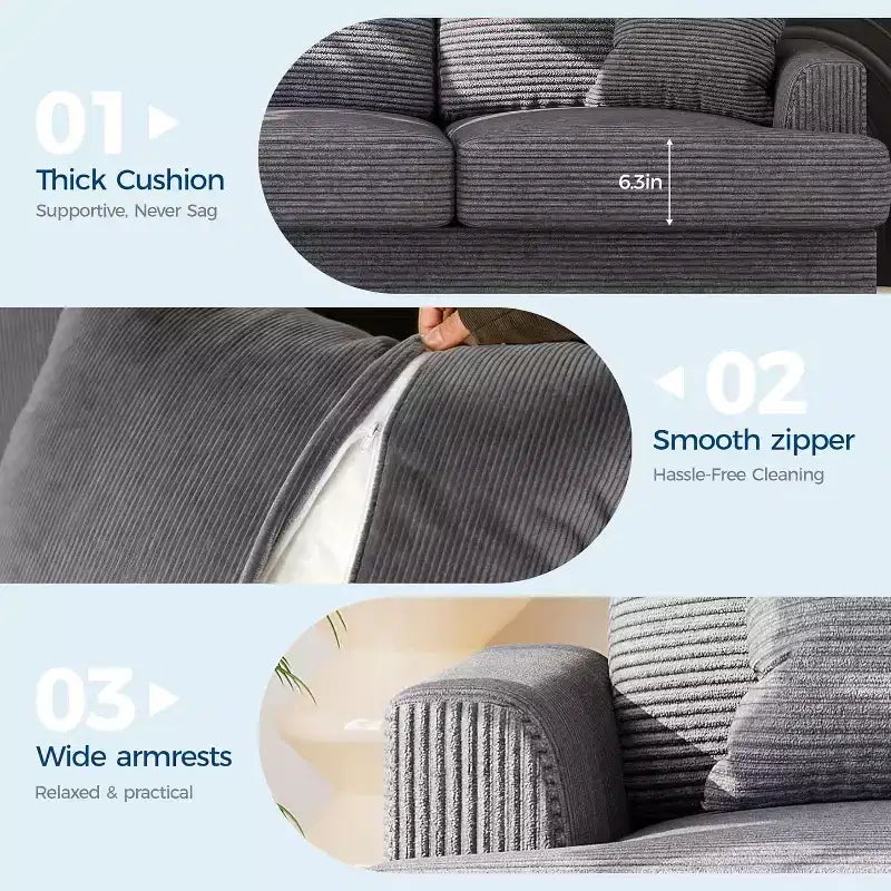 Divano Cloud a 3 posti da 86" in peluche con sedute profonde, cuscini rimovibili e cuscini decorativi