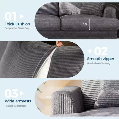 Divano Cloud a 3 posti da 86" in peluche con sedute profonde, cuscini rimovibili e cuscini decorativi