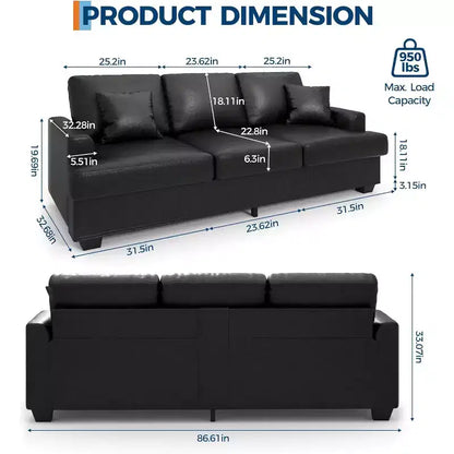 Divano Cloud a 3 posti da 86" in peluche con sedute profonde, cuscini rimovibili e cuscini decorativi