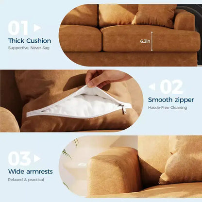 Divano Cloud a 3 posti da 86" in peluche con sedute profonde, cuscini rimovibili e cuscini decorativi