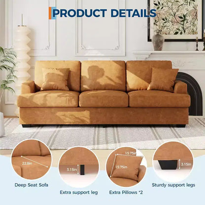 Divano Cloud a 3 posti da 86" in peluche con sedute profonde, cuscini rimovibili e cuscini decorativi
