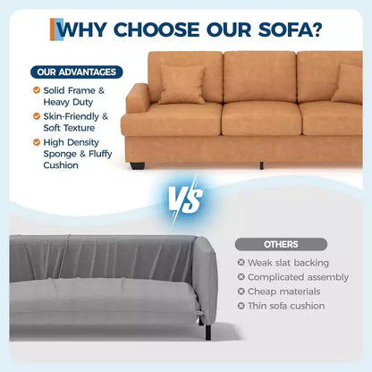 Divano Cloud a 3 posti da 86" in peluche con sedute profonde, cuscini rimovibili e cuscini decorativi