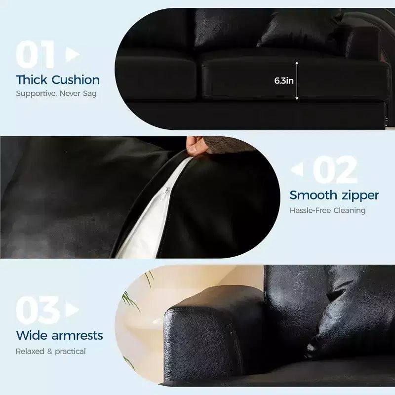 Divano Cloud a 3 posti da 86" in peluche con sedute profonde, cuscini rimovibili e cuscini decorativi