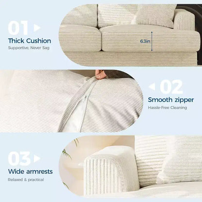 Divano Cloud a 3 posti da 86" in peluche con sedute profonde, cuscini rimovibili e cuscini decorativi