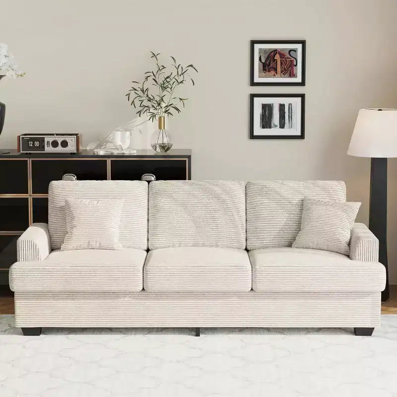 Divano Cloud a 3 posti da 86" in peluche con sedute profonde, cuscini rimovibili e cuscini decorativi