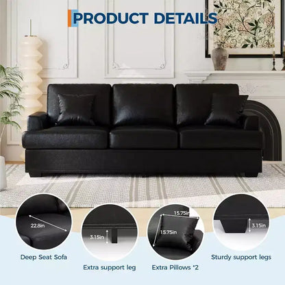 Divano Cloud a 3 posti da 86" in peluche con sedute profonde, cuscini rimovibili e cuscini decorativi