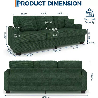 Divano Cloud a 3 posti da 86" in peluche con sedute profonde, cuscini rimovibili e cuscini decorativi