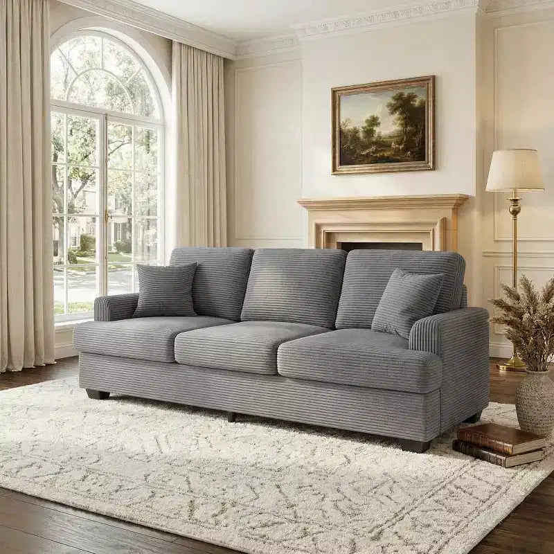 Divano Cloud a 3 posti da 86" in peluche con sedute profonde, cuscini rimovibili e cuscini decorativi