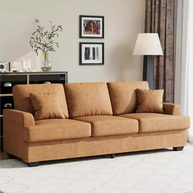 Divano Cloud a 3 posti da 86" in peluche con sedute profonde, cuscini rimovibili e cuscini decorativi