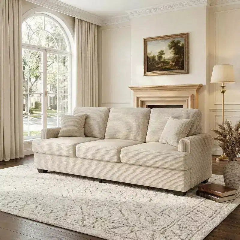 Divano Cloud a 3 posti da 86" in peluche con sedute profonde, cuscini rimovibili e cuscini decorativi