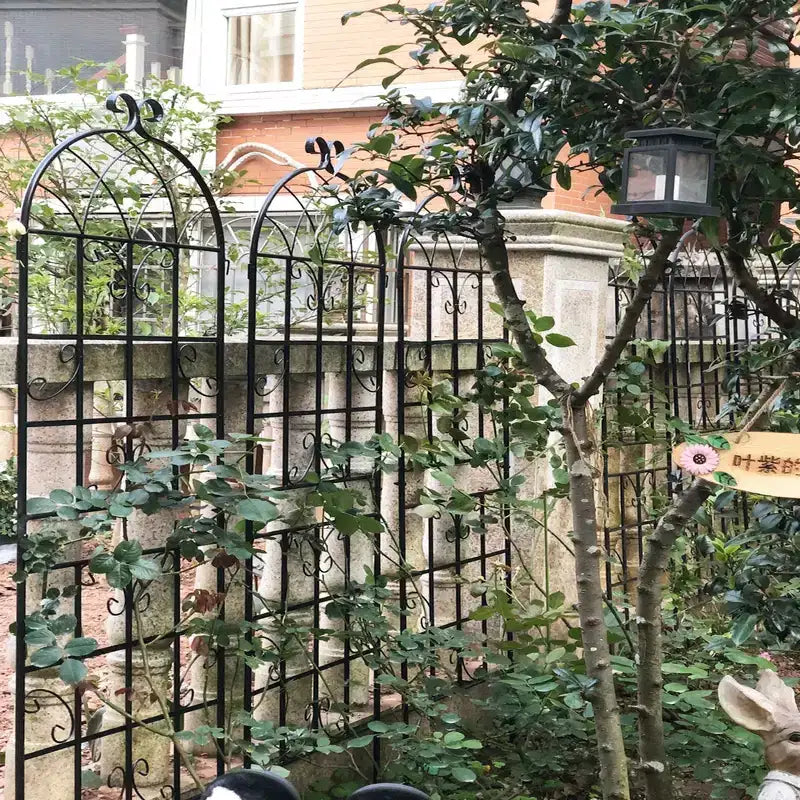 Traliccio da giardino in metallo nero antiruggine da 180 x 50 cm per piante rampicanti